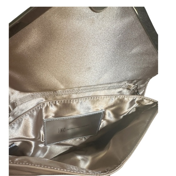 INC International Concepts Envelope Purse Clutch Faux Leather Taupe - Picture 7 of 9